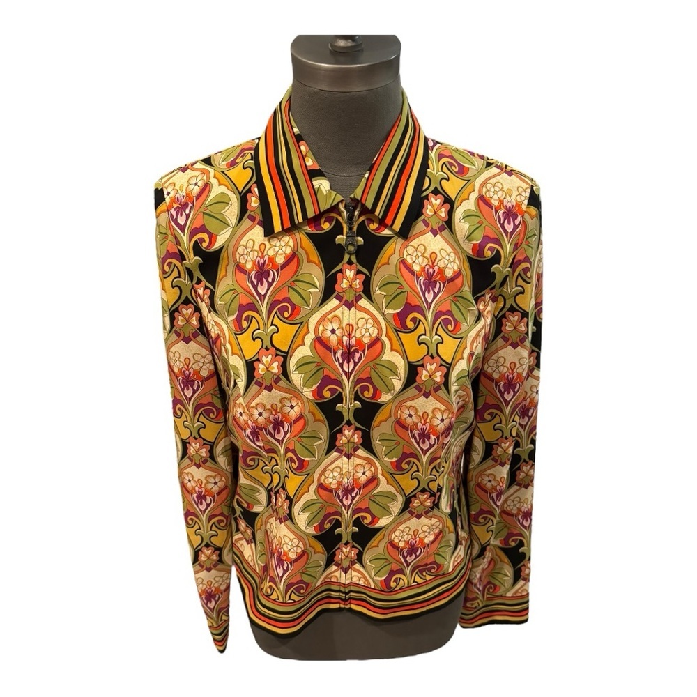 Maggy London lightweight silk floral jacket 8